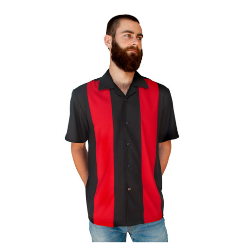 Double Panel Bowling Shirt - Black/Red