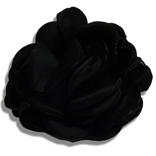 Black rose silk flower hair clip - Click Image to Close