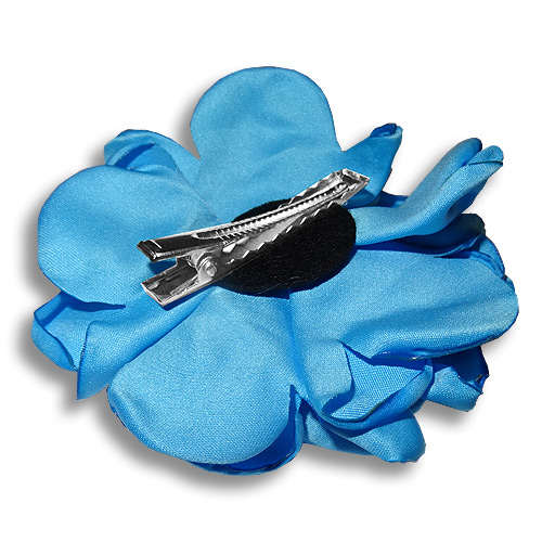 Blue rose silk flower hair clip