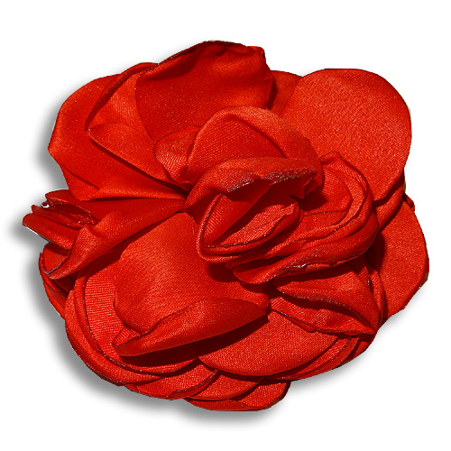 Red rose silk flower hair clip