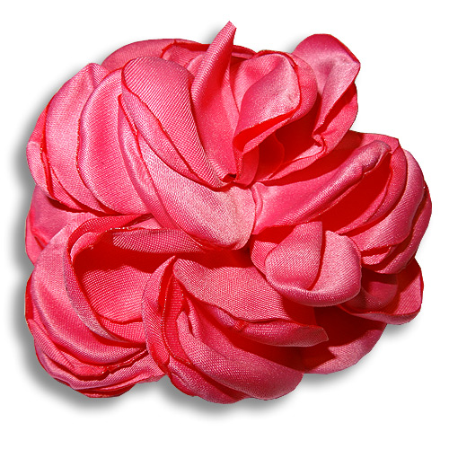 Hot Pink rose silk flower hair clip - Click Image to Close