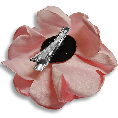 Pink rose silk flower hair clip
