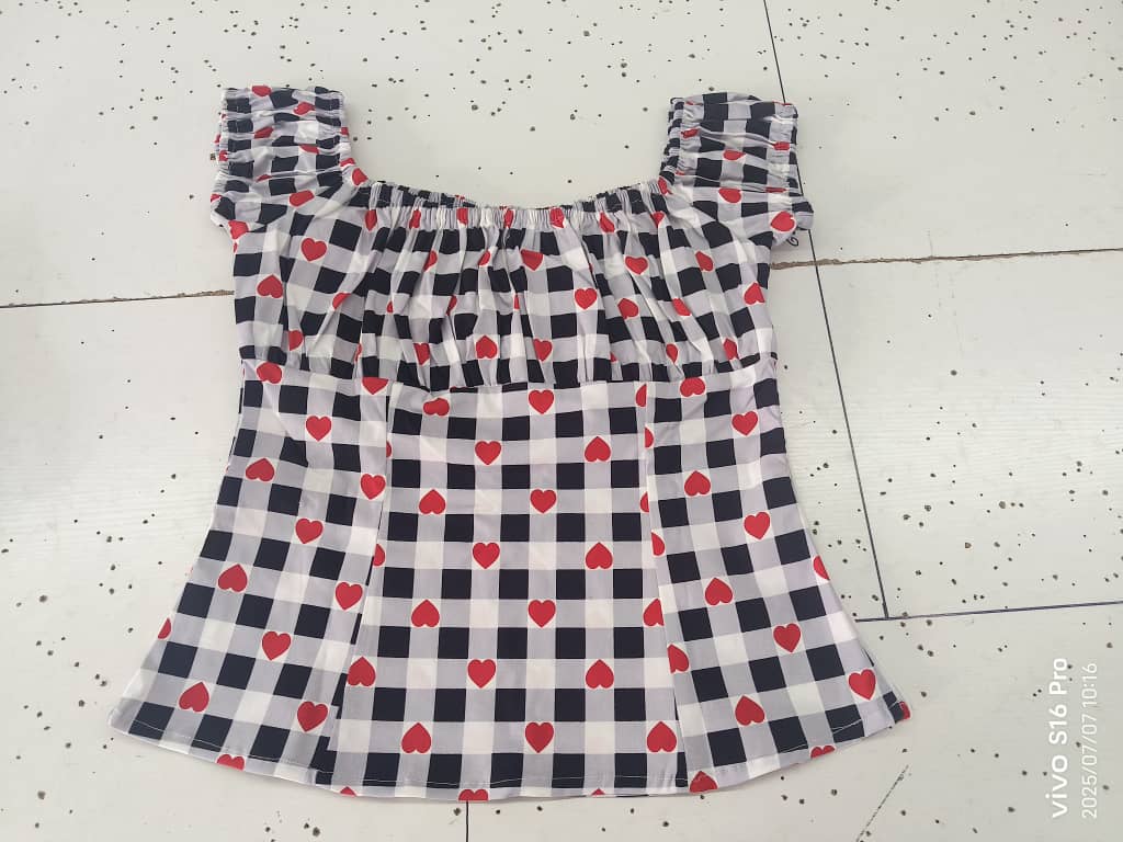 Rockabilly Peasant Top - Gingham Heart