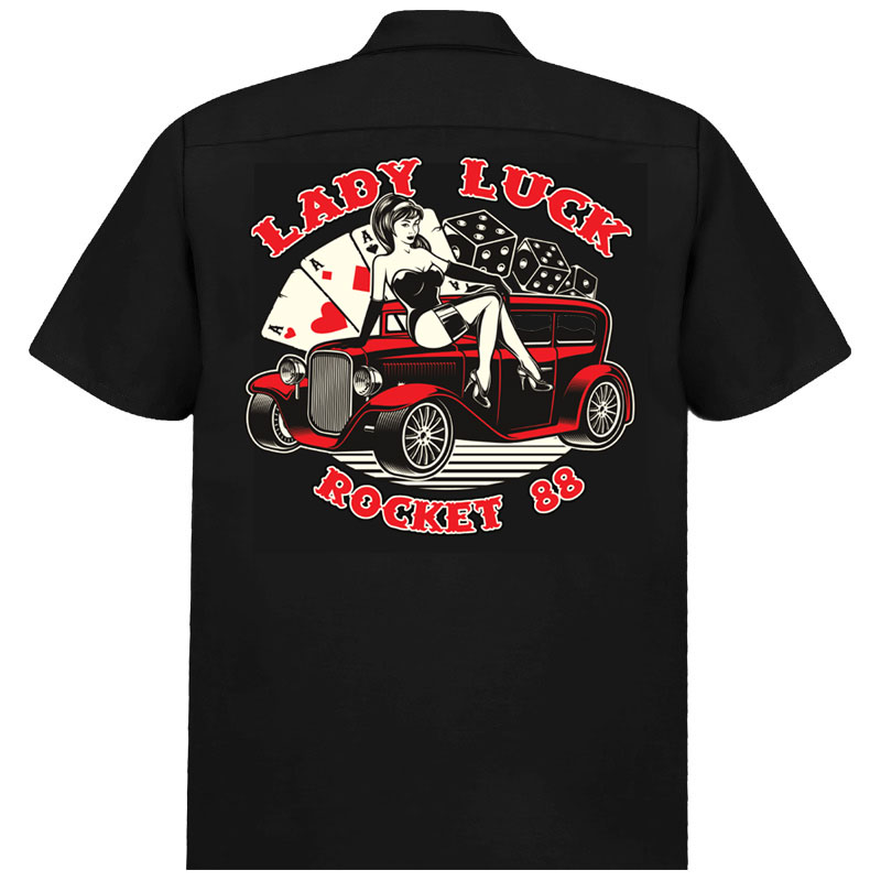Lady Luck Black Workshirt - Click Image to Close