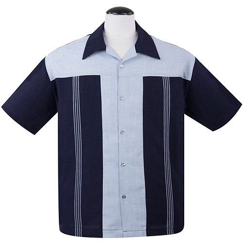 T Panel Vintage bowling shirt - Navy/blue