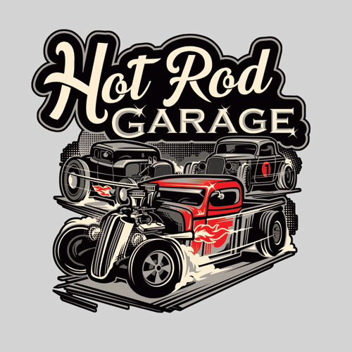 Hot Rod Garage Work shirt - Grey - Click Image to Close