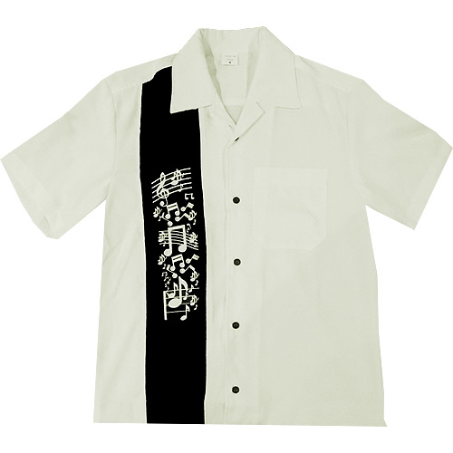 Music Note Bowling Shirt - Ivory - Click Image to Close