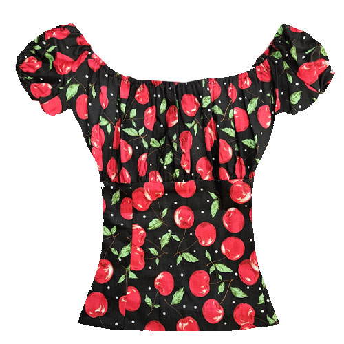 Cherry Rockabilly Peasant Top - Click Image to Close