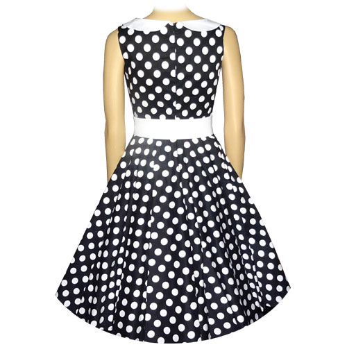 Emily Dress - Black & White Polka Dot - Click Image to Close