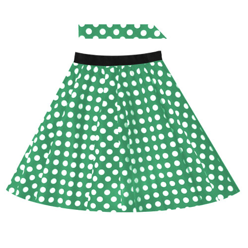 Full circle skirt - Green White Polka Dot