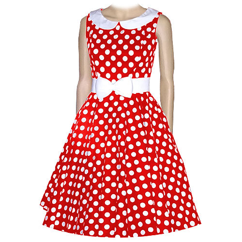 Emily Dress - Red White Polka Dot - Click Image to Close