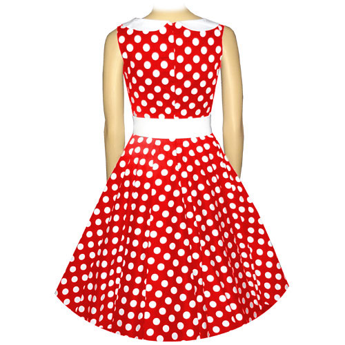 Emily Dress - Red White Polka Dot - Click Image to Close