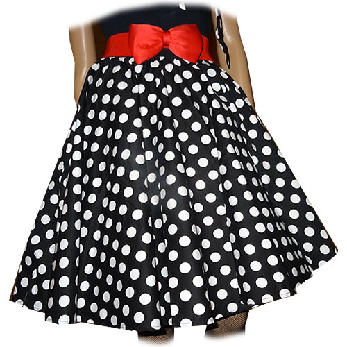Full circle skirt - Black White Polka Dot - Click Image to Close